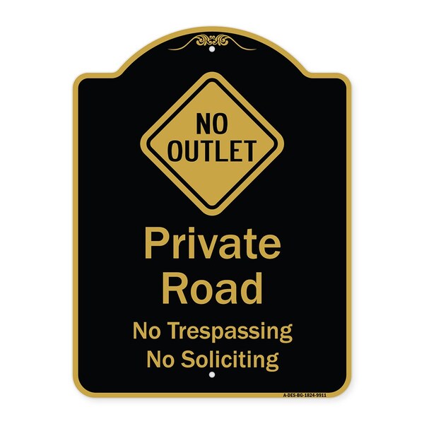 Signmission Designer Series-Private Road No Trespassing Or Soliciting With No Outlet Symbo, 24" H, BG-1824-9911 A-DES-BG-1824-9911 - main
